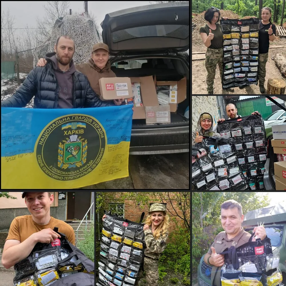 A collage from the Teamwork Cares AFUMED sponsorship in Ukraine